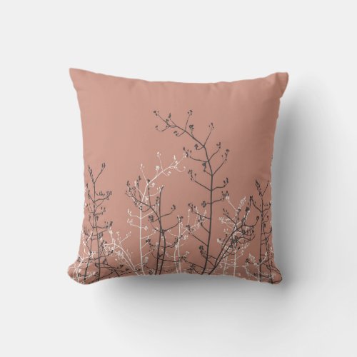 Modern Elegant Grey Flowers on Light Neutral Coral Throw Pillow