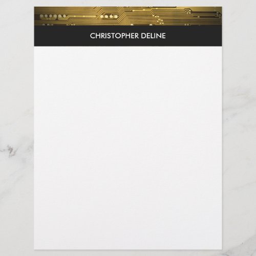Modern Elegant Grey Gold Circuit Board Stripes