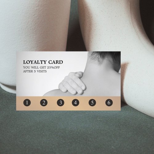 Modern Elegant Grey Golden Massage Therapist  Loyalty Card