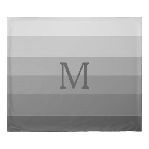 Modern Elegant Grey Gray Monogram Letter Initial Duvet Cover