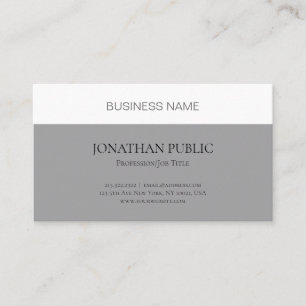 Modern Elegant Grey Minimalist Plain Professional Business Card
