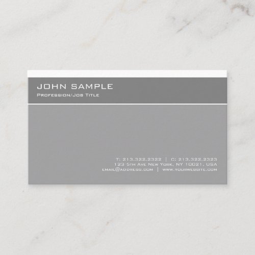 Modern Elegant Grey Professional Simple Plain Business Card