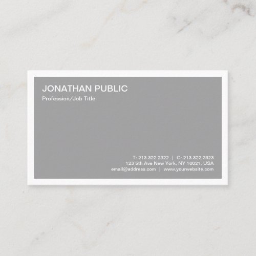 Modern Elegant Grey Simple Template Trendy Business Card