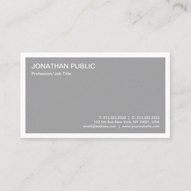 Modern Elegant Grey Simple Template Trendy Business Card (Front)