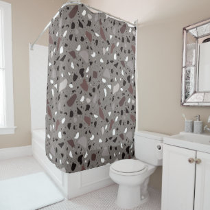 Modern Elegant grey Terrazzo Natural Patterns Shower Curtain