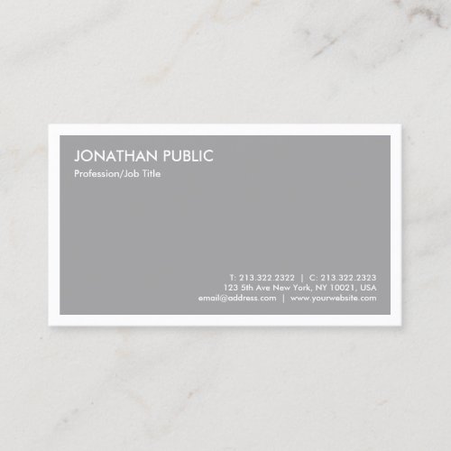 Modern Elegant Grey Trendy Minimalist Template Business Card