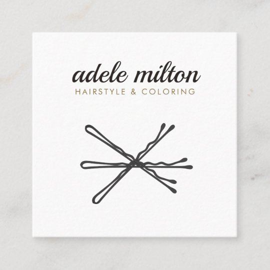 Modern Elegant Grey White Bobby Pins Hairstylist Square Business