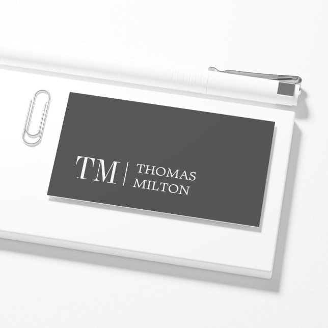 Modern Elegant Grey White Bold Monogram Consultant Business Card (Creator Uploaded)