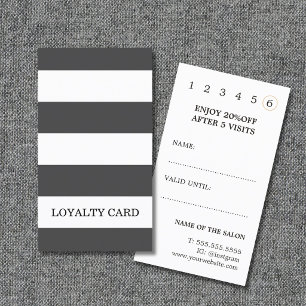 Modern Elegant Grey White Stripes Beauty  Loyalty Card