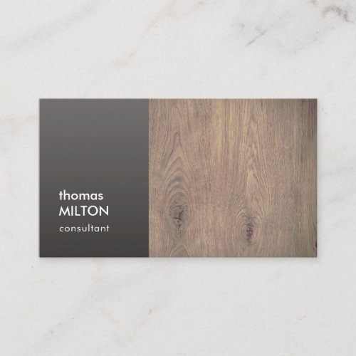 Modern Elegant Grey Wooden Consultant Business Card