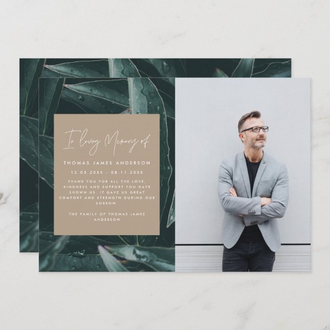 Modern elegant grief rememberance photo (Front/Back)