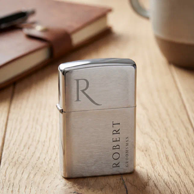 Brushed chrome custom printed Zippo lighter.