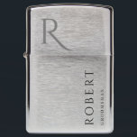 Modern Elegant Groomsmen Gift  Monogrammed Zippo Lighter<br><div class="desc">This simple custom groomsmen monogrammed ligther features personalized groomsman's name,  and monogram in grey color. You can easily change the fonts colors to match your event if you like. Also great gift for a best man,  father of the bride and more.</div>