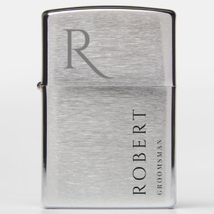 Modern Elegant Groomsmen Gift  Monogrammed Zippo Lighter