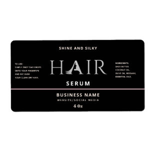 Modern elegant  hair serum label