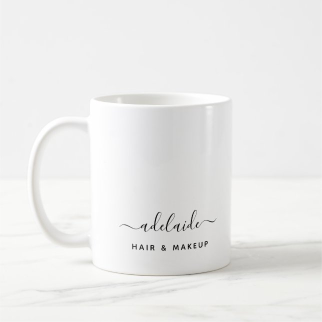 Modern Elegant Hair Stylist Makeup Artist Script Coffee Mug (Left)