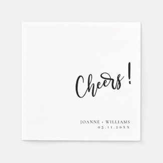 Modern Elegant Hand Lettering Cheers Wedding