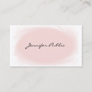 Modern Elegant Hand Script Font Text Blush Pink Business Card