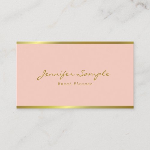 Modern Elegant Hand Script Pink Gold Event Planner Business Card