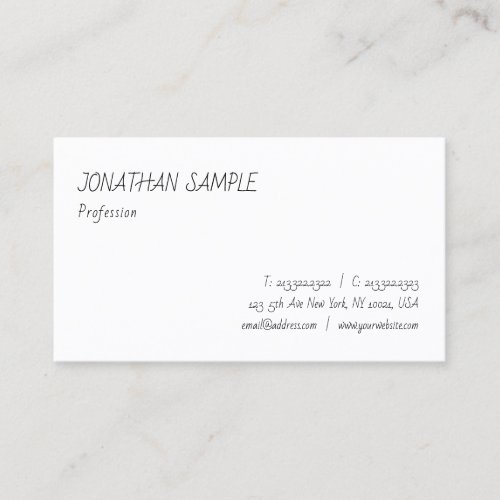 Modern Elegant Hand Script Simple Template Trendy Business Card