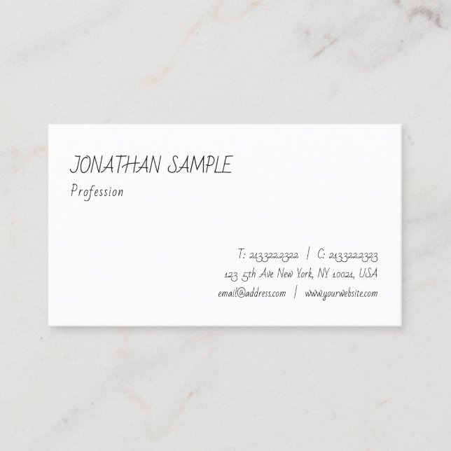 Modern Elegant Hand Script Simple Template Trendy Business Card (Front)