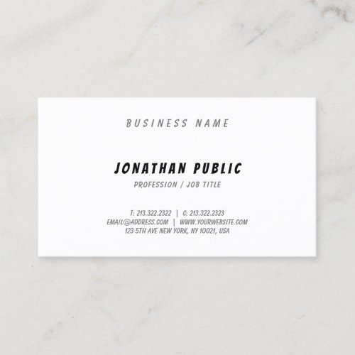 Modern Elegant Hand Script Smooth Pretty Plain Business Card