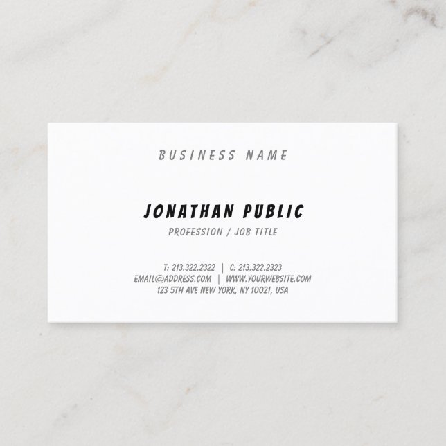 Modern Elegant Hand Script Smooth Pretty Plain Business Card (Front)