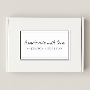 Modern Elegant Handmade with Love Product Logo Rectangular Sticker
