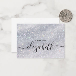 Modern Elegant Handwriting Script Name Glitter Note Card