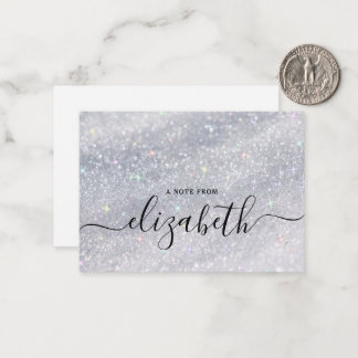Modern Elegant Handwriting Script Name Glitter Note Card
