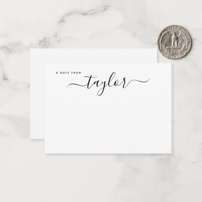 Modern Elegant Handwriting Script Name Minimalist Note Card (Front/Back In Situ)