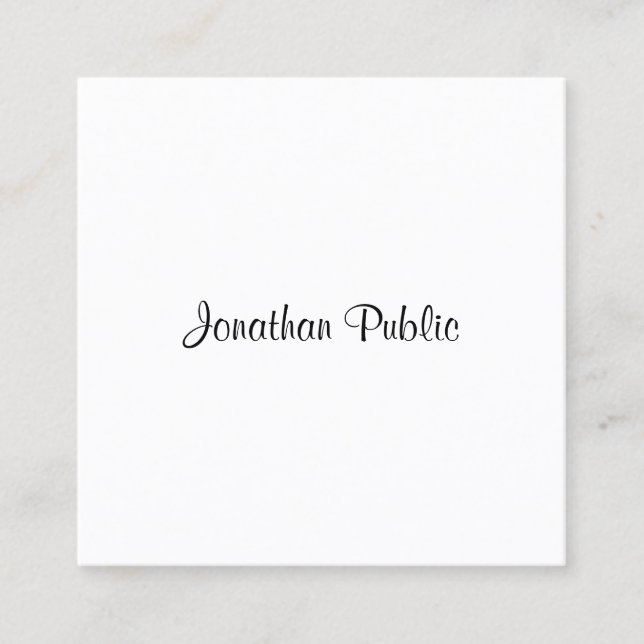 Modern Elegant Handwriting Script Name Template Square Business Card (Front)