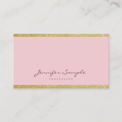 Modern Elegant Handwriting Script Pink Gold Plain Business Card