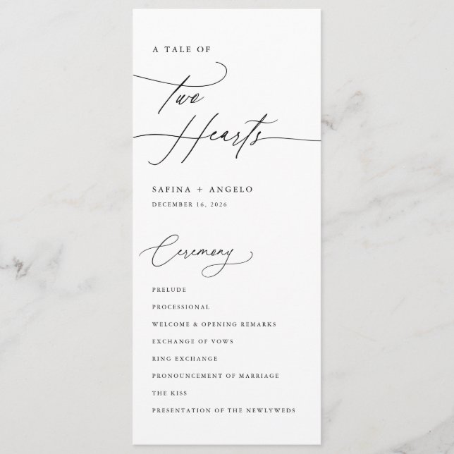 Modern Elegant Handwritten Calligraphy Wedding Program (Front)
