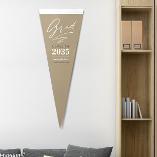 Modern Elegant handwritten Ink Script Your Name Pennant Flag