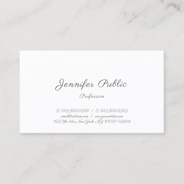 Modern Elegant Handwritten Minimalist Template Business Card (Front)