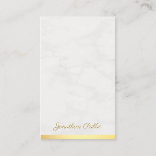 Modern Elegant Handwritten Name Gold And Marble Business Card