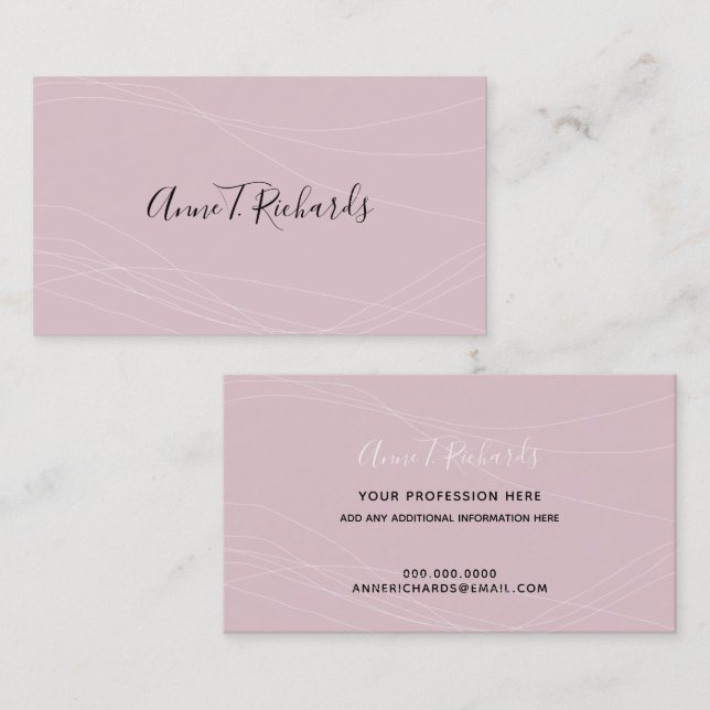 modern elegant handwritten name pale-pink business card (Front/Back)