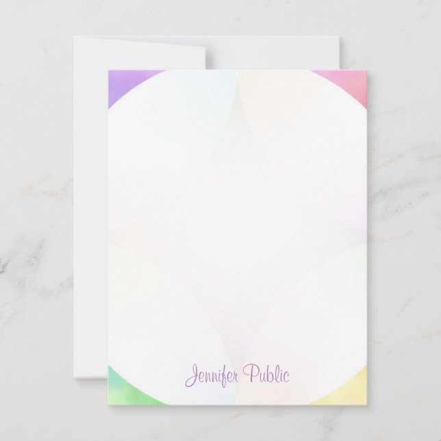 Modern Elegant Handwritten Name Script Monogram Note Card (Front)