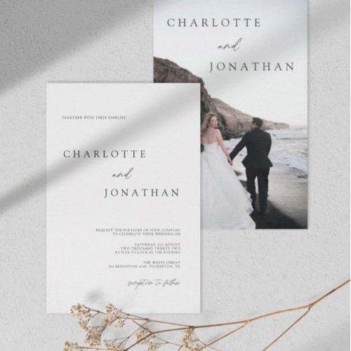 Modern Elegant Handwritten Photo Classic Wedding Invitation