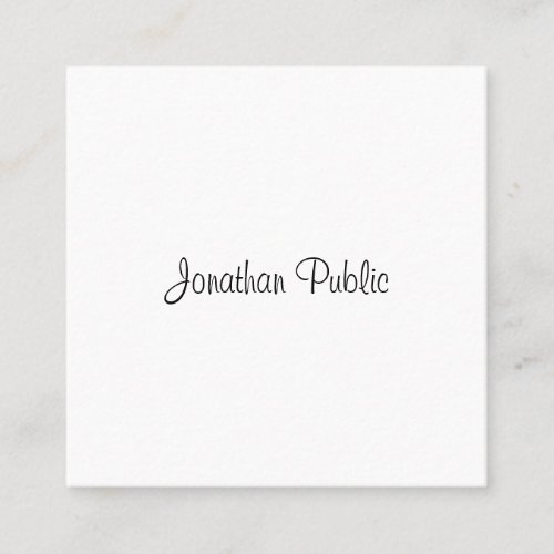 Modern Elegant Handwritten Script Name Template Square Business Card