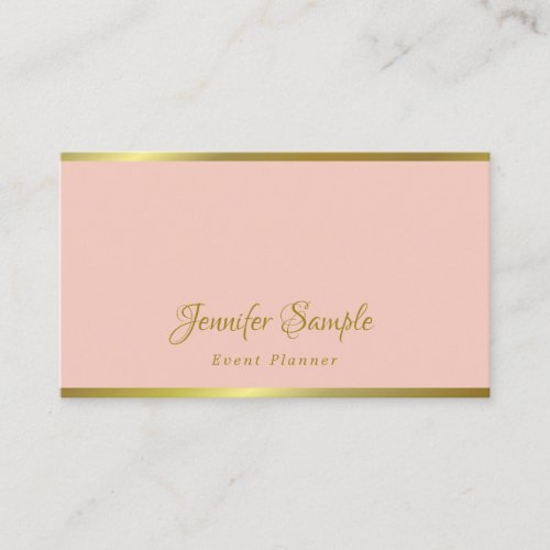 Modern Elegant Handwritten Script Pink Gold Trendy Business Card