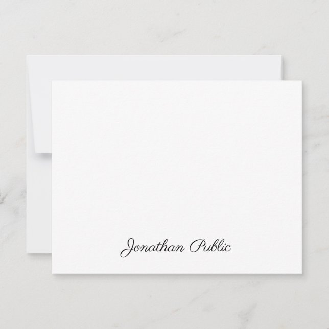 Modern Elegant Handwritten Script Text Clean Flat Note Card (Front)