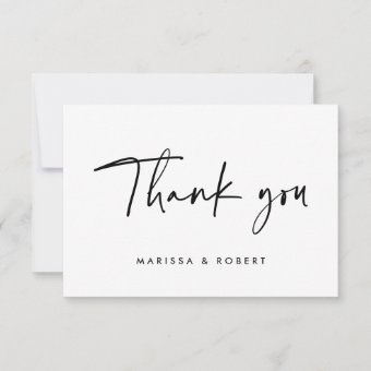 Modern Elegant Handwritten Script Wedding Thank You Card | Zazzle