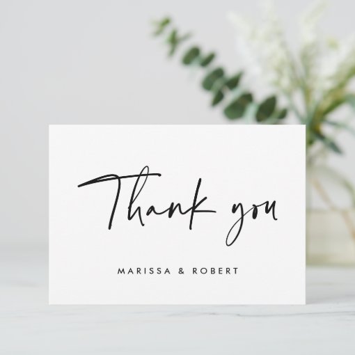 Modern Elegant Handwritten Script Wedding Thank You Card | Zazzle