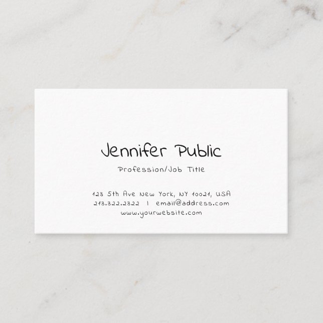 Modern Elegant Handwritten Simple Professional Business Card (Front)