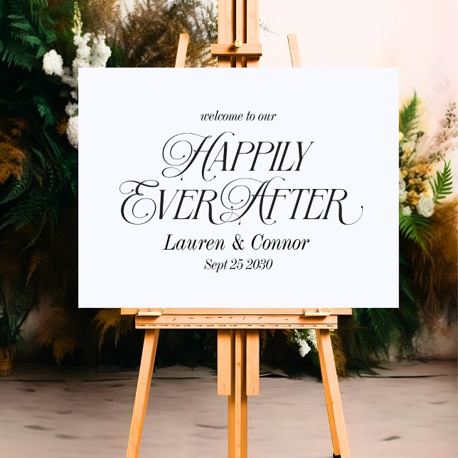 Modern Elegant Happily Ever After Wedding Welcome Foam Board (Creator Uploaded)