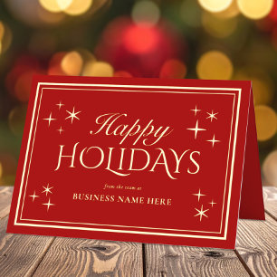 Modern Elegant Happy Holidays Business Foil Holiday Card
