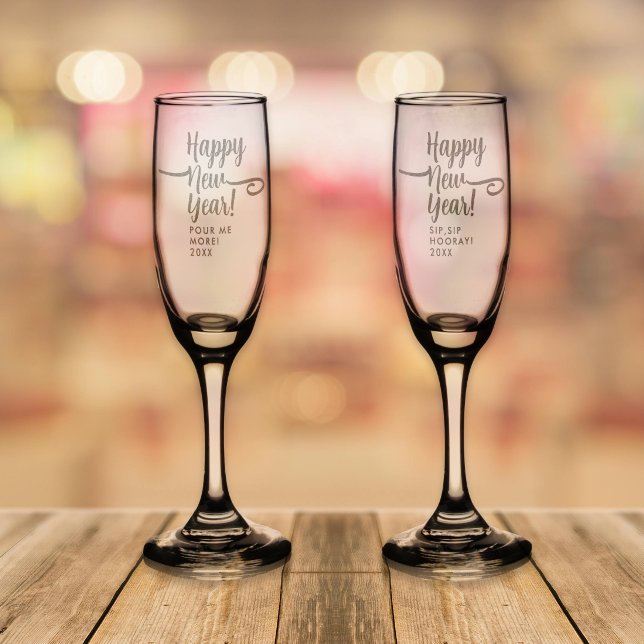 Modern Elegant Happy New Years Eve Business Party Champagne Flute (Creator Uploaded)
