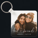 Modern Elegant Heart Script Bestfriends BFF Photo Keychain<br><div class="desc">Gift your bestfriends something memorable,  unique and beautiful like this photo keepsake keychain with a modern elegant script lettering of "bestfriends" with a cute little heart on the center. A stylish and chic customized gift for BFFs. (Placement photo by Omar Lopez on Unsplash. Kindly replace it with your own.)</div>